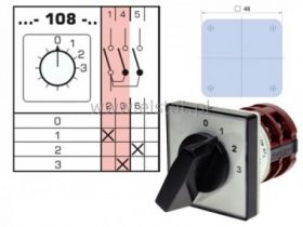 Wyłącznik 10A, 1tor, 2war ( 0-1-2-3) ( 48x48mm)