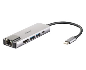 Hub USB USB 3.0 DUB-M520 RJ45 2 USB USB C, D-Link