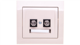 Kier Gniazdo Antenowe Podwójne Typu F Beżowe Gpa-2Wf/01