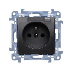 Simon 10 Gniazdo z uziemieniem do wersji IP44 Z USZCZELKĄ klapka transp. (moduł) szybkozłącza, czarny mat CGZ1BC.01/49A