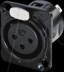 RC3FDL-B XLR receptacle 3-pole solder contacts, black