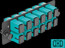 66928 Fiber Optic Adapter Panel, 12 Port, SC Simplex OM4, aqua