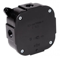 Puszka instalacyjna natynkowa z wkrętami 88x88x40mm hermetyczna IP44 czarna ViPlast