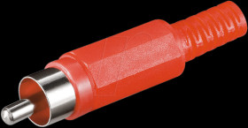 RCA connector with bend protection, red