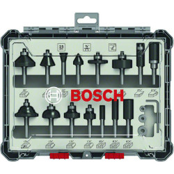 Bosch 2607017473 Milling Cutter Set 1/4 inch Shank 15-Piece Woodworkers&#x27; Ideal