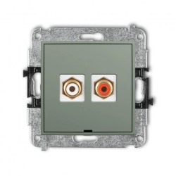 ICON Mechanizm gniazda podwójnego RCA, bez pola opisowego (typu cinch - biały i czerwony, pozłacany) szałwiowy 61IGRCABO-2