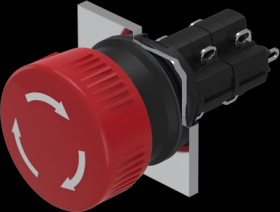 Emergency stop, rotary release, mounting Ø  16.2 mm, unlit, 2 Form A (N/O) + 2 Form B (N/C), 51-259.025