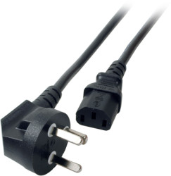 Power cable, Denmark, plug type K, angled on C13 socket, straight, black, 3 m, EK539.3