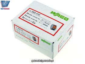 SzybkozĹÄczka 2x 0,08-4mm2 z dĹşwigniami zwalniajÄcymi jasnoszara x50szt. WAGO 222-412