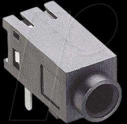 10447 Jack panel socket, 2.5 mm, stereo, angled, PCB, K