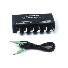 Mieszacz stereo HAM-HP204 Dystrybutor Sygnału Selektor 2 Wejścia 4 Wyjścia Powiększenie 5X 3,5mm JRC NJM3414A DC 5-15V Kontrola