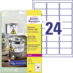 Avery-Zweckform L4773-8 Label 63.5x33.9mm White Polyester Permanent 192 pcs