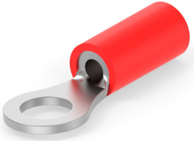 Insulated ring cable lug, 0.3-1.42 mm², AWG 22, 4.17 mm, M4, red, 32948