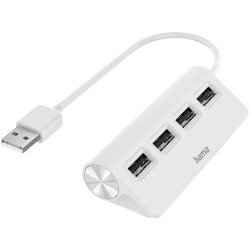 Hama 200120 USB Hub 4 ports White USB 2.0 multi-port splitter