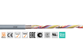 Kabel do transmisji danych liczba żył 8 0,25 mm² Ekranowany Igus 5 A średnica zew 7mm Szary