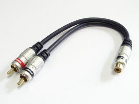 Adapter RCA gniazdo - 2x wtyk z kablem 0.2m Vitalco