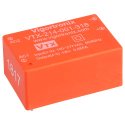 Vigortronix VTX-214-001-318 1W HIGH PERFORMANCE AC-DC CONVERTER 85-305V - 18V
