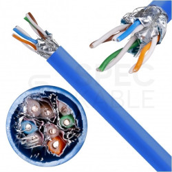 Kabel sieciowy S/FTP kat.7 skrętka 4x2x0,57mm wewnętrzny Dca bezhalogenowy LSOH niebieski Telegärtner