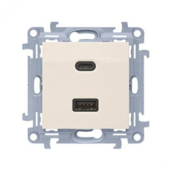 Simon 10 Ładowarka USB C+A (moduł), 30 W, 230V beżowy CEC2CAQ.01/41