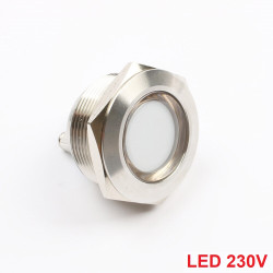 Lampka kontrolka LED METAL 230V (biała) 22 mm