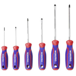 WorkPro WP200504 Set Screwdriver 6 pc Universal PH0 PH1 PH2 Bit Holders