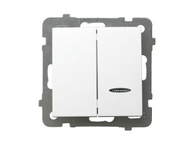 AS ANTYBAKTERYJNY Wyłącznik dwugrupowy świecznikowy z podświetleniem niebieskim produkt zawiera szkło fosforanowo-srebrowe ŁP-2G