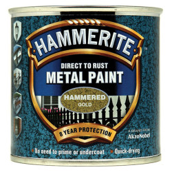 Hammerite 5084818 Direct to Rust Hammered Finish Metal Paint Gold 250ml