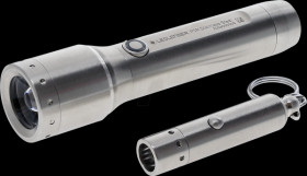 502467 LED flashlight P5R + V8, Stainless Steel Box