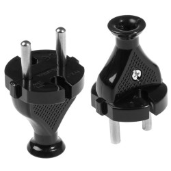 Wtyk Sieciowy 10A/230V Okrągły WT-2 Czarny, bez uziemienia