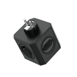 Rozgałęźnik kostka R-41S/USBA czarny 1x gniazdo z/u Schuko 3x gniazdo płaskie 3x USB-A W-00358 KEL Plastrol