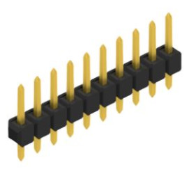 Pin header, 10 pole, pitch 2.54 mm, straight, black, 10048038
