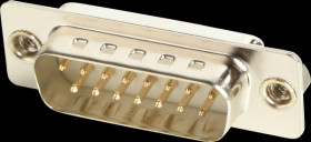 105-15-1-3-1 D-SUB plug, 15-pin, stamped contacts, gold plated