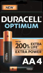 Duracell Optimum, alkaline battery, AA (Mignon), 4 pcs.