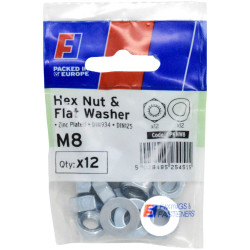 ForgeFix FPKNW8 Nut &amp; Washer M8 ForgePack 12