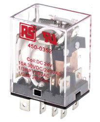 Przekaźnik mocy 24V dc DPDT RS PRO 900mW, Wciskane 650Ω Styk płytki drukowanej