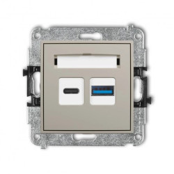 ICON Mechanizm ładowarki USB podwójnej USB C + USB A, 20W max. taupe 60ICUSB-8