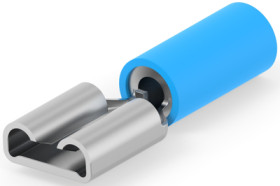 Insulated flat plug sleeve, 6.35 x 0.81 mm, 1.04 to 2.62 mm², AWG 16 to 14, brass, tin-plated, blue, 8-640905-1