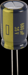 EEUFC1V681 Electrolytic capacitor, radial, 680 µF, 35 V, 105°C, low ESR, AE
