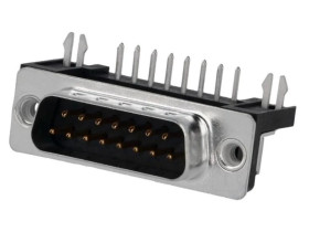 FCE17-A15PB-440 D-Sub gniazdo męskie na PCB kątowe 90 THT UNC 4-40 PIN 15