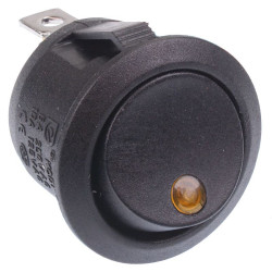 Yellow illuminated Dot On-Off Round Rocker Switch 12V SPST