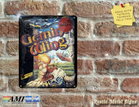 Gemini Wing - C64 Video Game Artwork on Rustic - Metal Sign