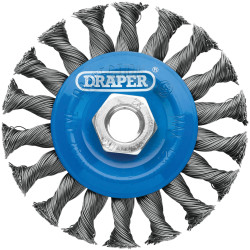 Draper 08055 Steel Twist-Knot Flat Wire Wheel Brush 100mm M14 - 08055