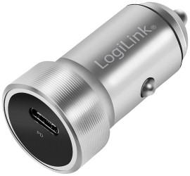 LogiLink PA0260 Ładowarka USB 20 W 1x USB-C® Power Delivery srebrny samochód osobowy USB Power Delivery (USB-PD)