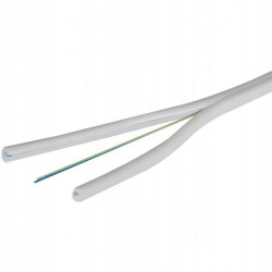 Kabel światłowodowy 2 włókna 2J SM 9/125 FTTH płaski uniwersalny wzmocnienie dwoma prętami biały LSZH Dca SecurityNet 1000m