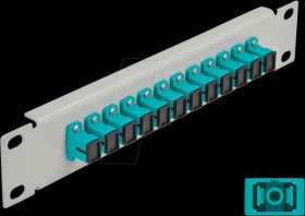 66784 10" Fiber Optic Patch Panel 12 Port SC Simplex aqua 1U grey