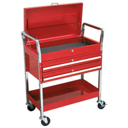 Sealey CX1042D Trolley 2-level Extra Heavy-duty with Lockable Top and 2 Drawers