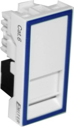 Gniazdo UTP RJ 45 kat. 6 z adapterem 1-modułowe, białe, niskie, 22,5x45x23mm, 45x45, DCN/TS-868K-8-C6