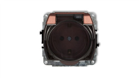 Trend Gniazdo Bryzgoszczelne Z/U Schuko (Klapka Dymna) Brązowy Metalik 9Gpb-1Sdp