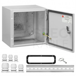 Obudowa hermetyczna rozdzielnica metalowa z płytą montażową 300x300x250 IP65 natynkowa szara NEKU