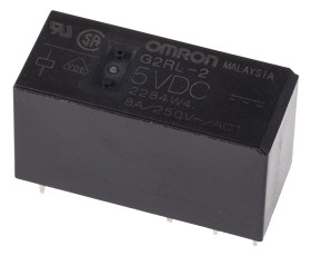 Przekaźnik mocy 5V dc DPDT Omron, montaż PCB 62,5Ω Otwór przezierny